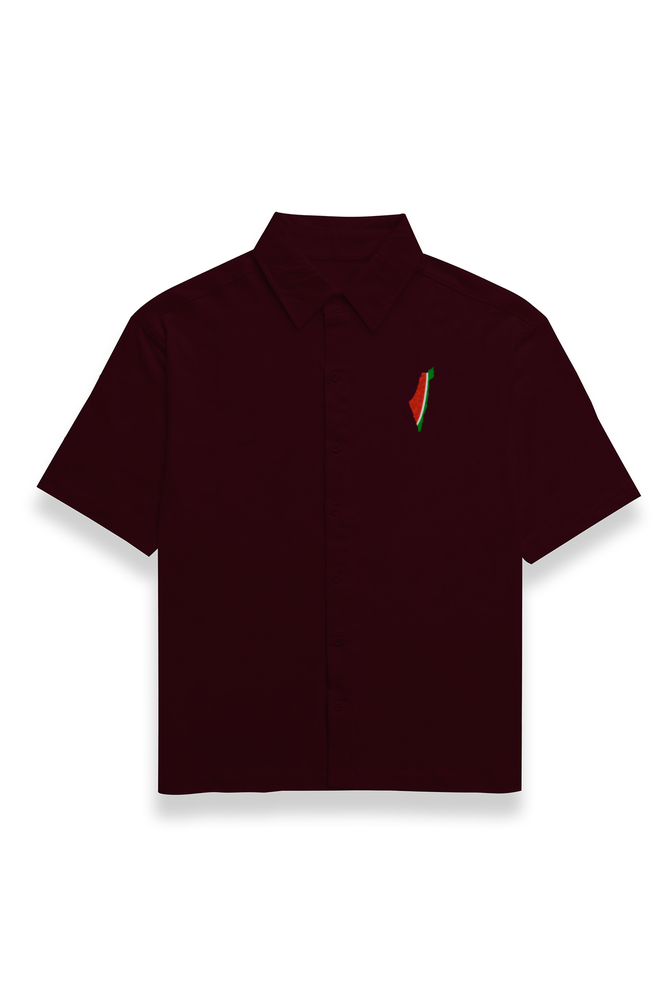 Palestine Watermelon Map Embroidery Oversized Shirt