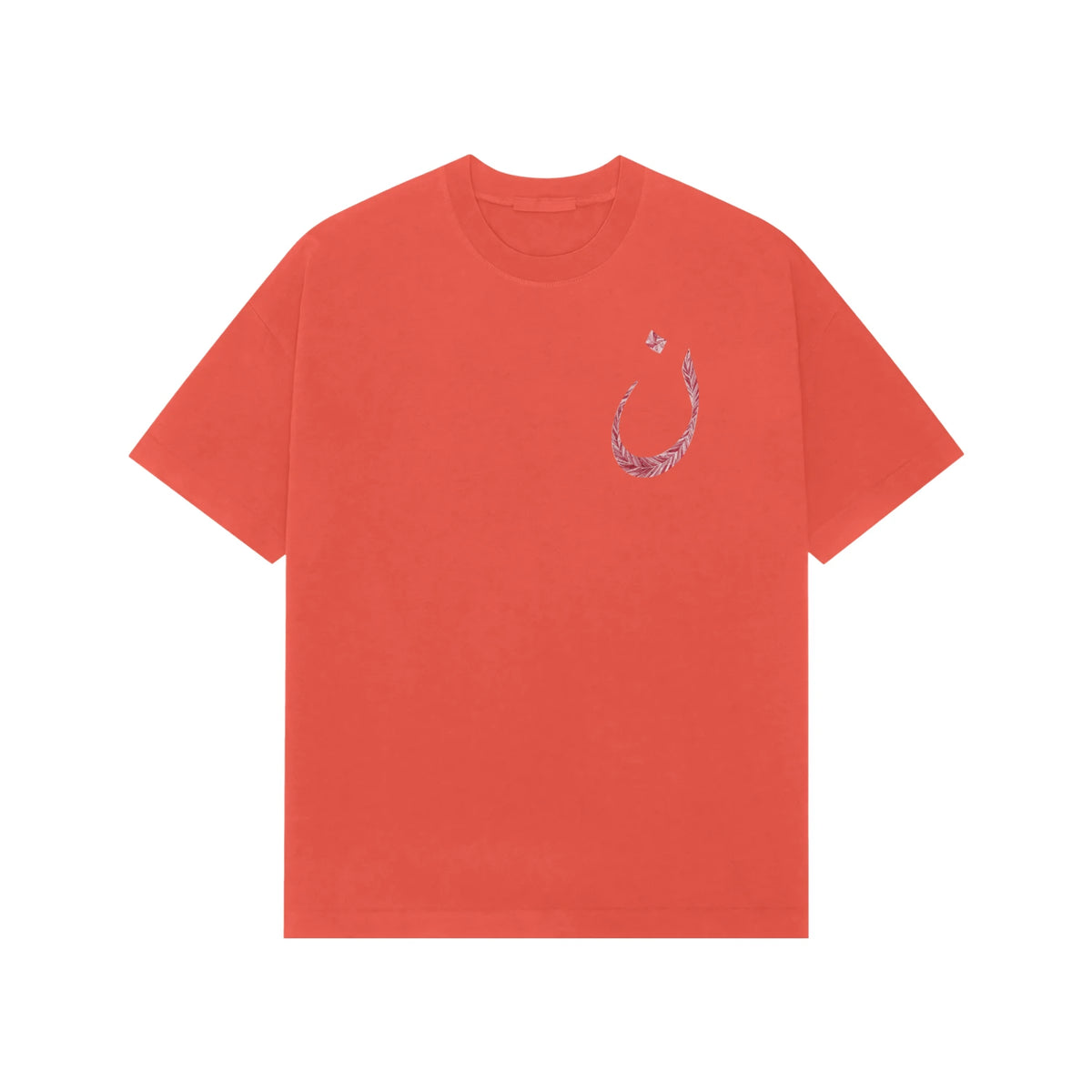 Arabic Letter Noon Carpet French Terry Cotton Oversized Tshirt - Brick Red