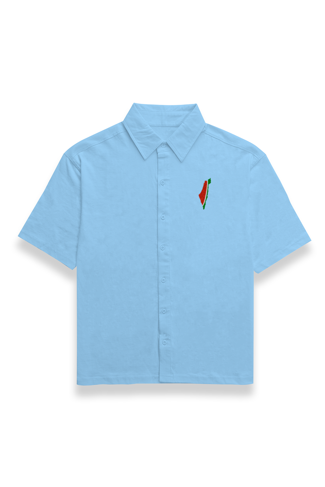 Palestine Watermelon Map Embroidery Oversized Shirt
