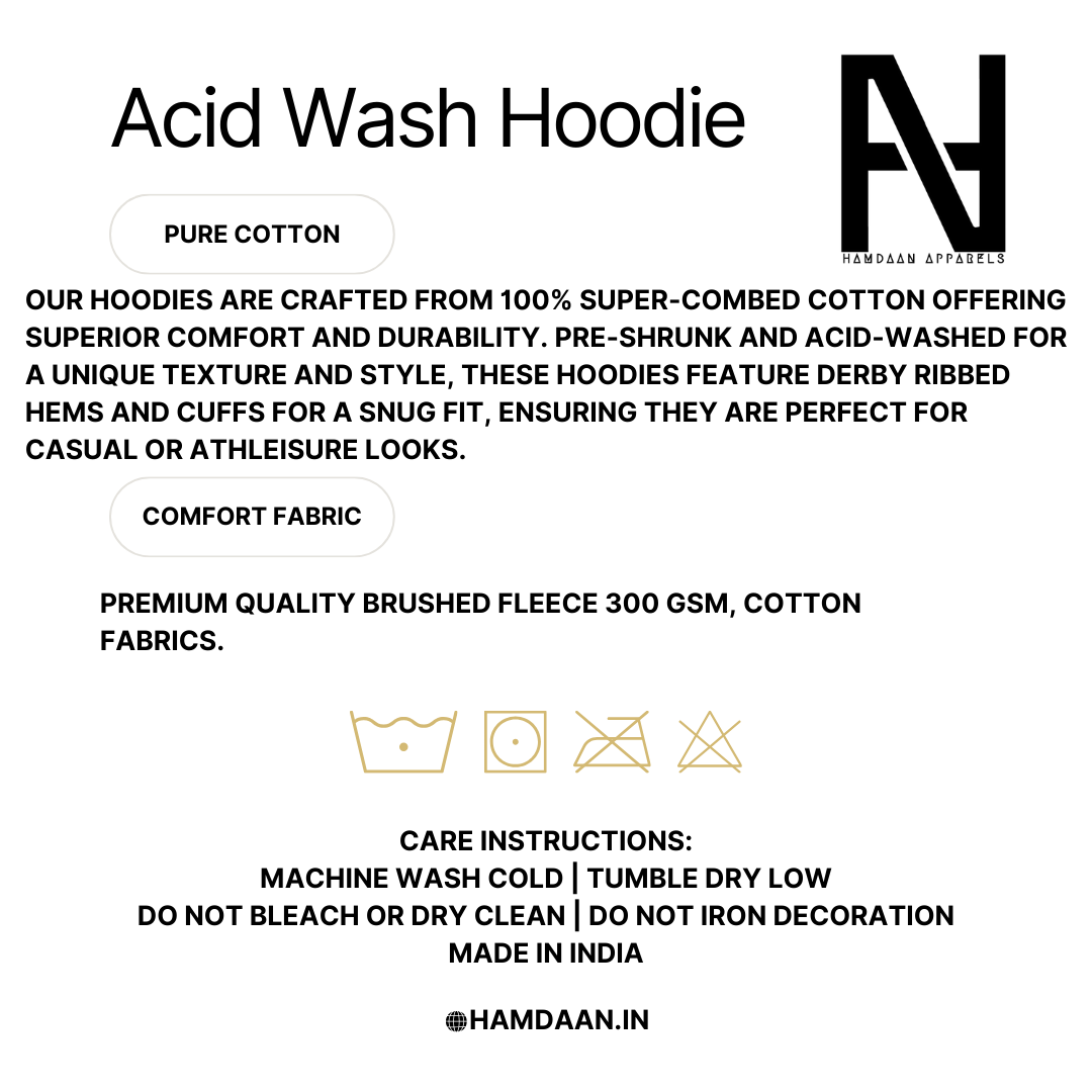Hamdaan Plain Acid Wash Hoodie