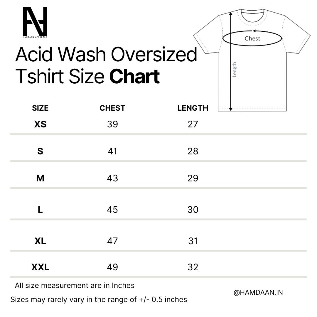 Hamdaan Plain Acid Wash Oversized Tshirt