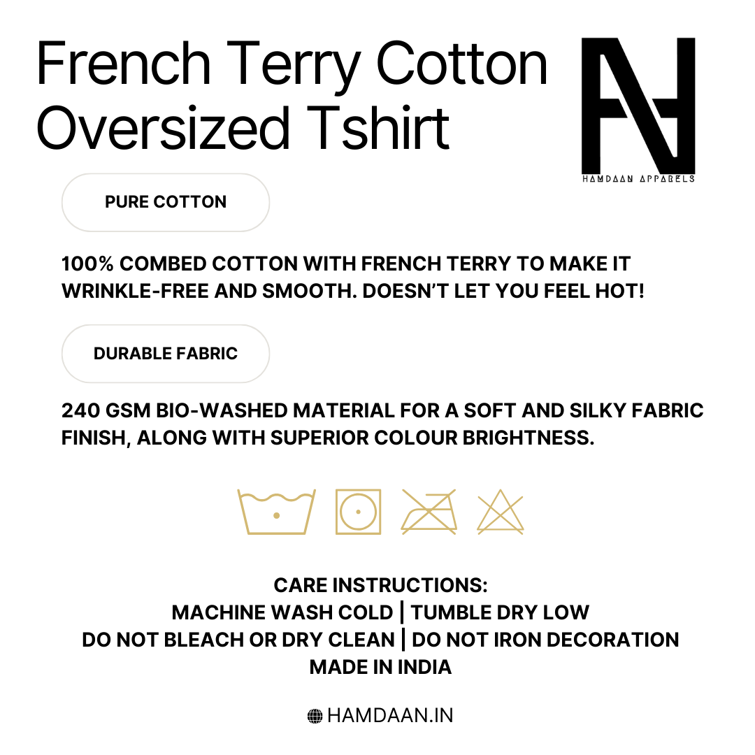 Hamdaan Plain French Terry Cotton Oversized Tshirt