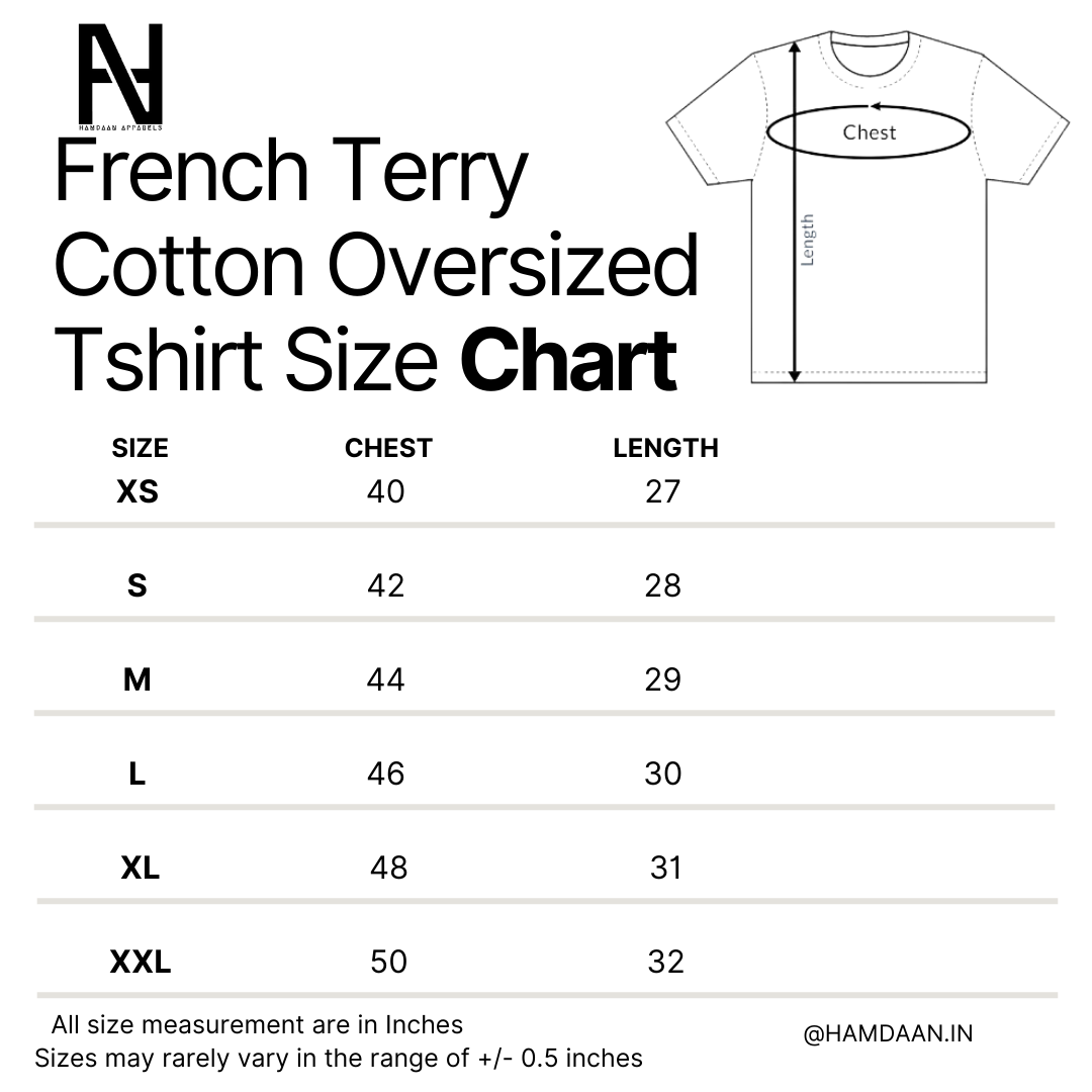 Hamdaan Plain French Terry Cotton Oversized Tshirt