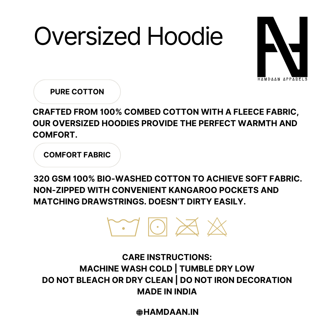 Hamdaan Solids Plain Color Oversized Hoodie