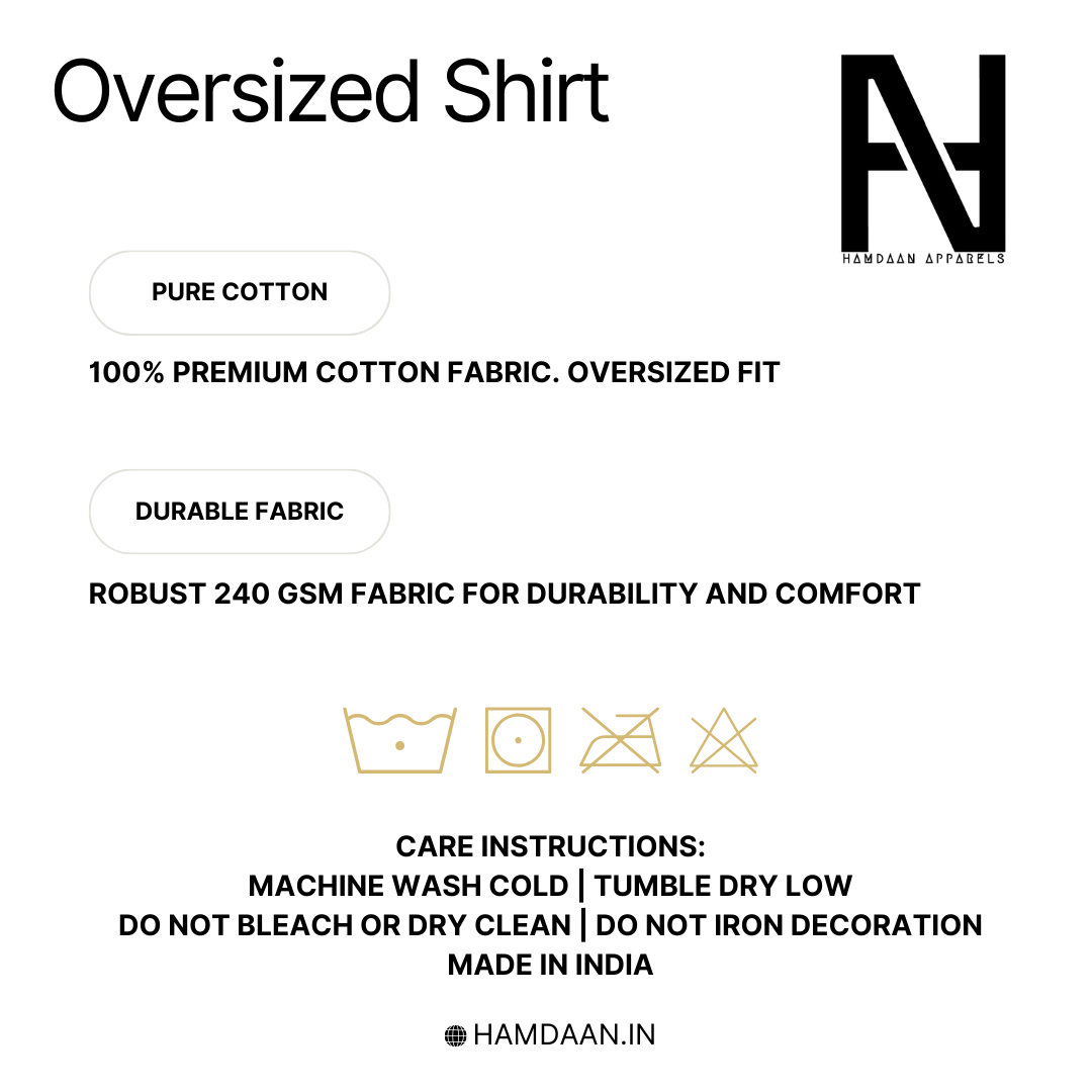 Deen Over Dunya Typography Embroidery Oversized Shirt