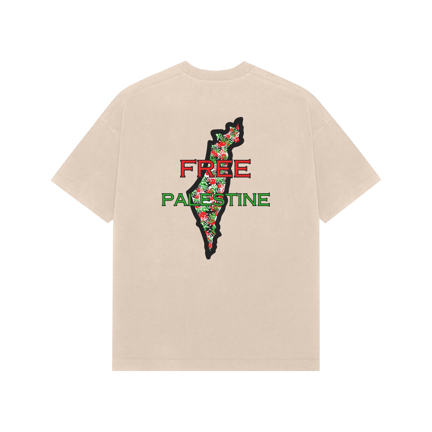Free Palestine Map French Terry Cotton Oversized Tshirt