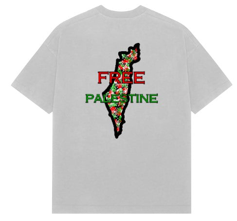 Free Palestine Map French Terry Cotton Oversized Tshirt