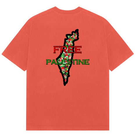 Free Palestine Map French Terry Cotton Oversized Tshirt