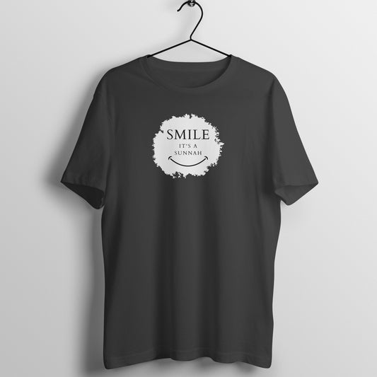 Smile It's a Sunnah Black Printed Half Sleeve Tshirt
