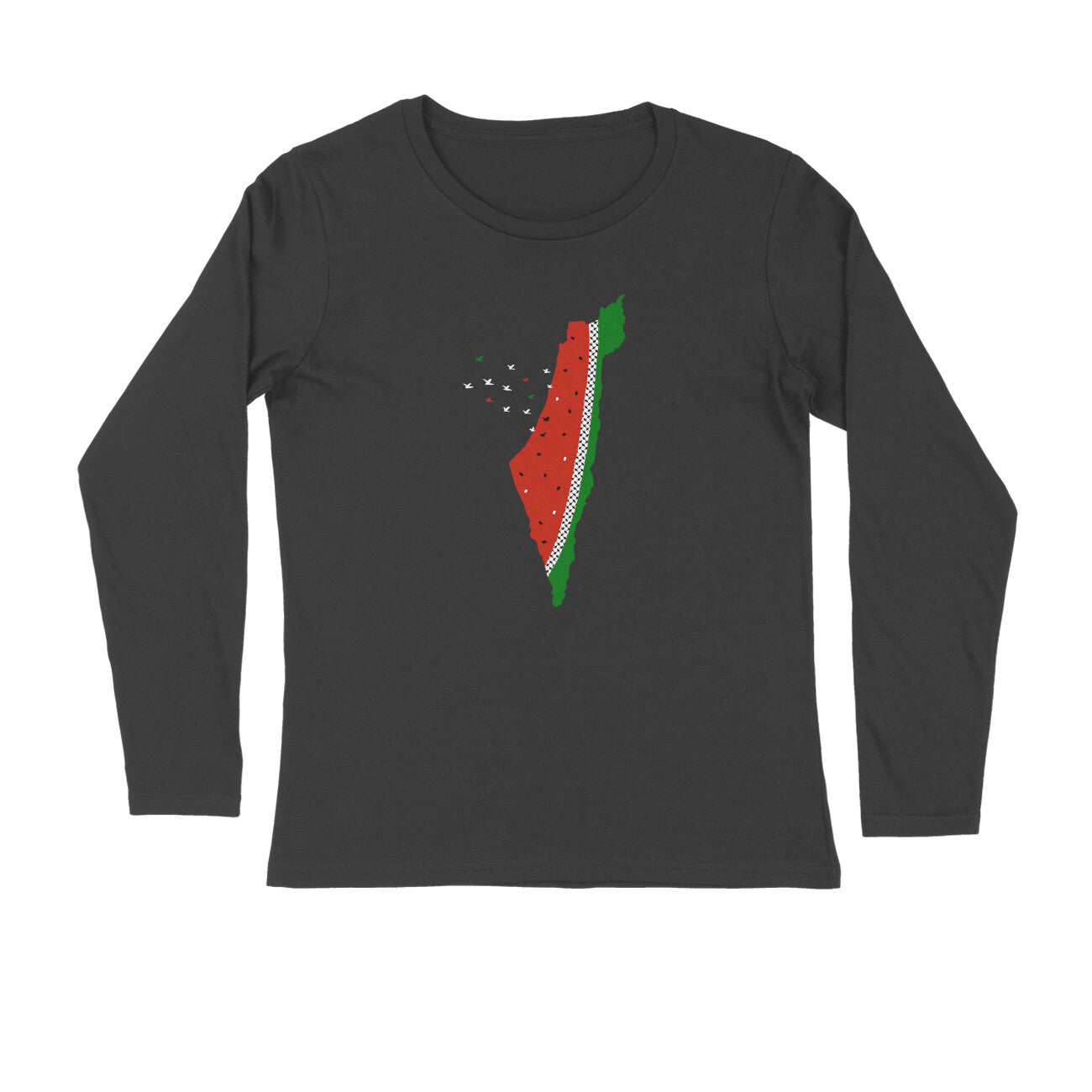 Watermelon Palestine Map GRBW Full Sleeve Tshirt