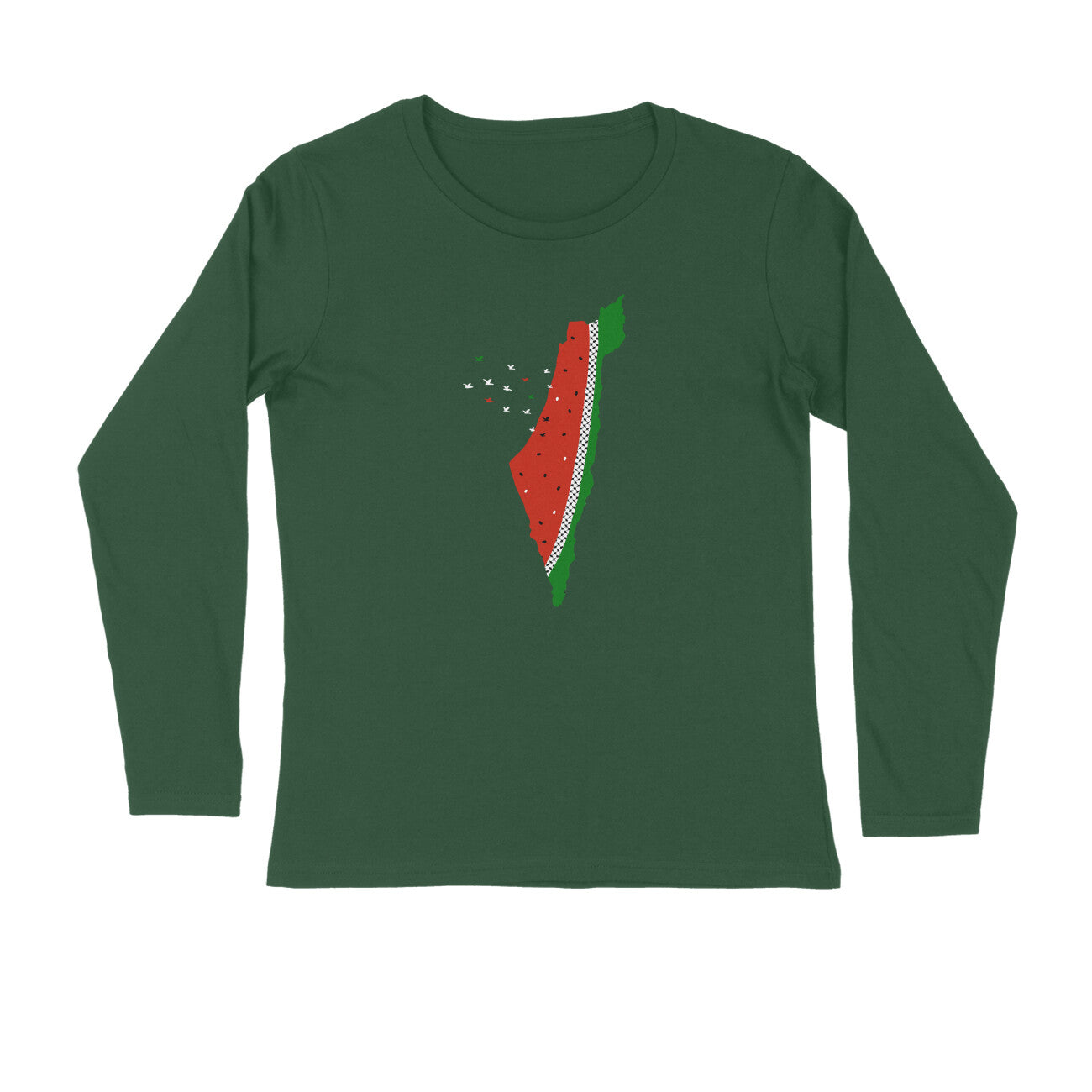 Watermelon Palestine Map GRBW Full Sleeve Tshirt