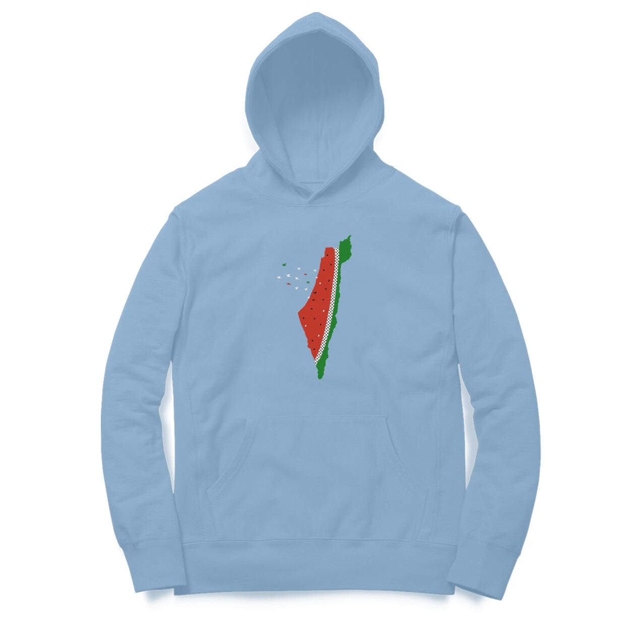 Watermelon Palestine Map GRBW Hoodie