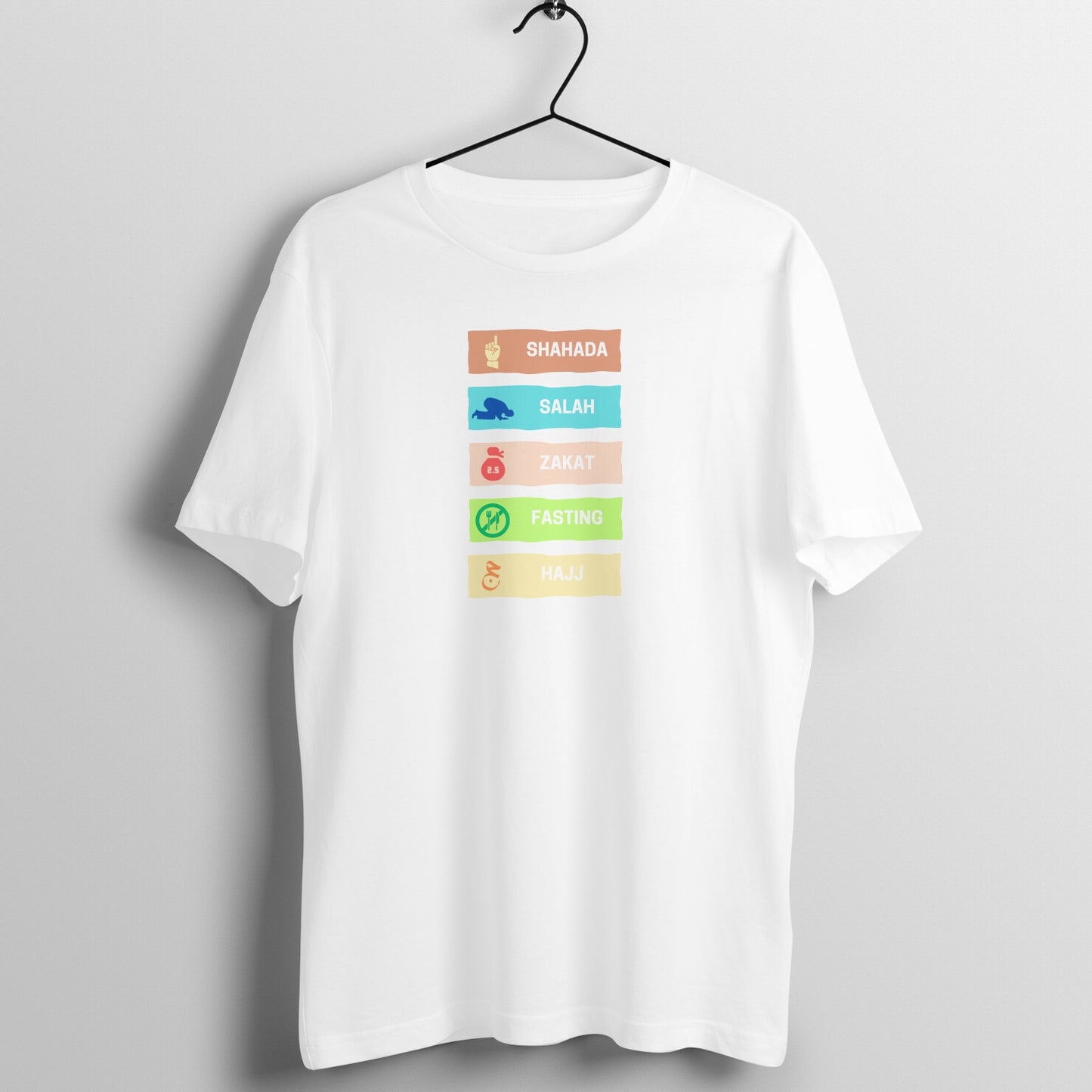 Five Pillars of Islam Multicolor Half Sleeves Tshirt