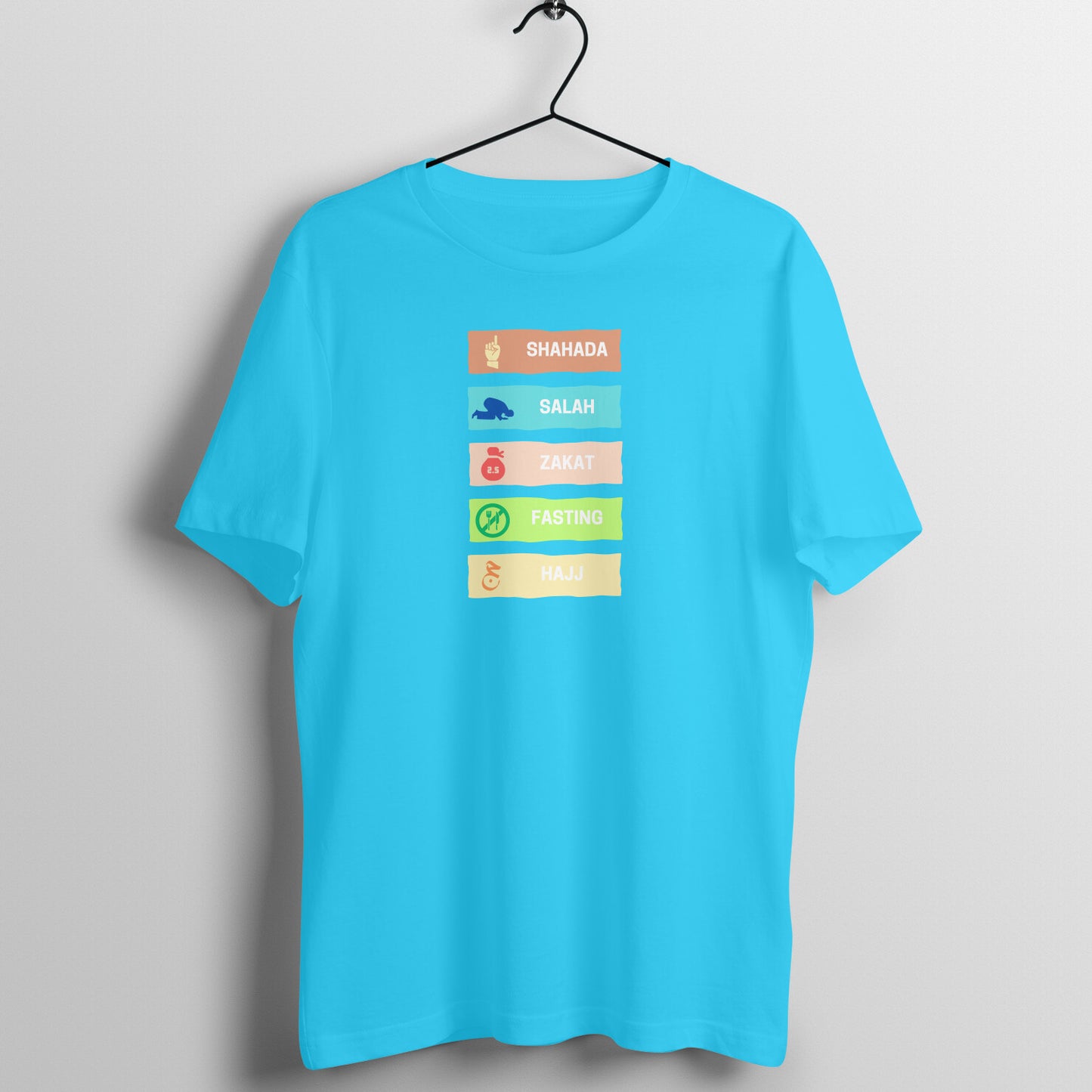 Five Pillars of Islam Multicolor Half Sleeves Tshirt