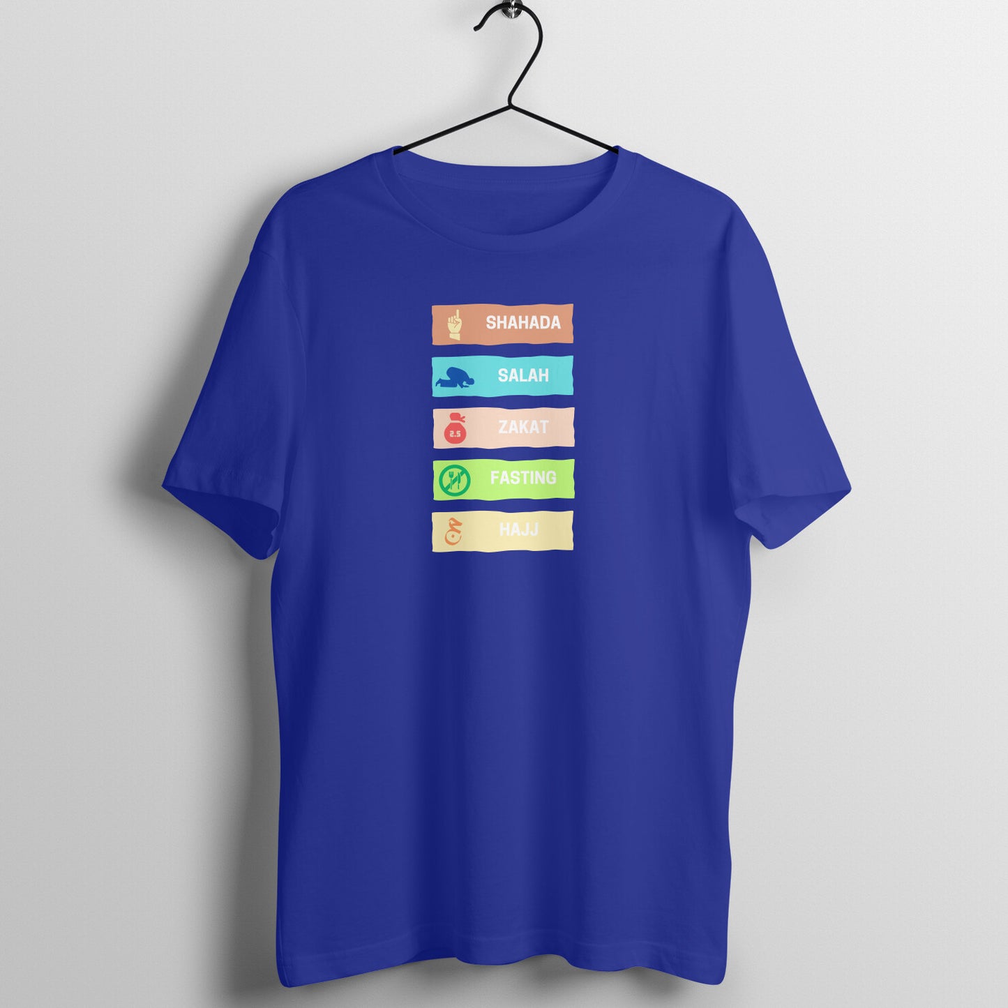 Five Pillars of Islam Multicolor Half Sleeves Tshirt