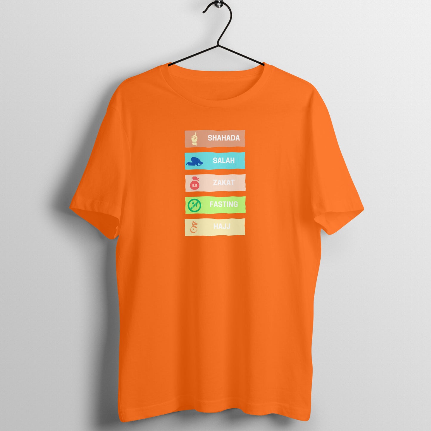 Five Pillars of Islam Multicolor Half Sleeves Tshirt