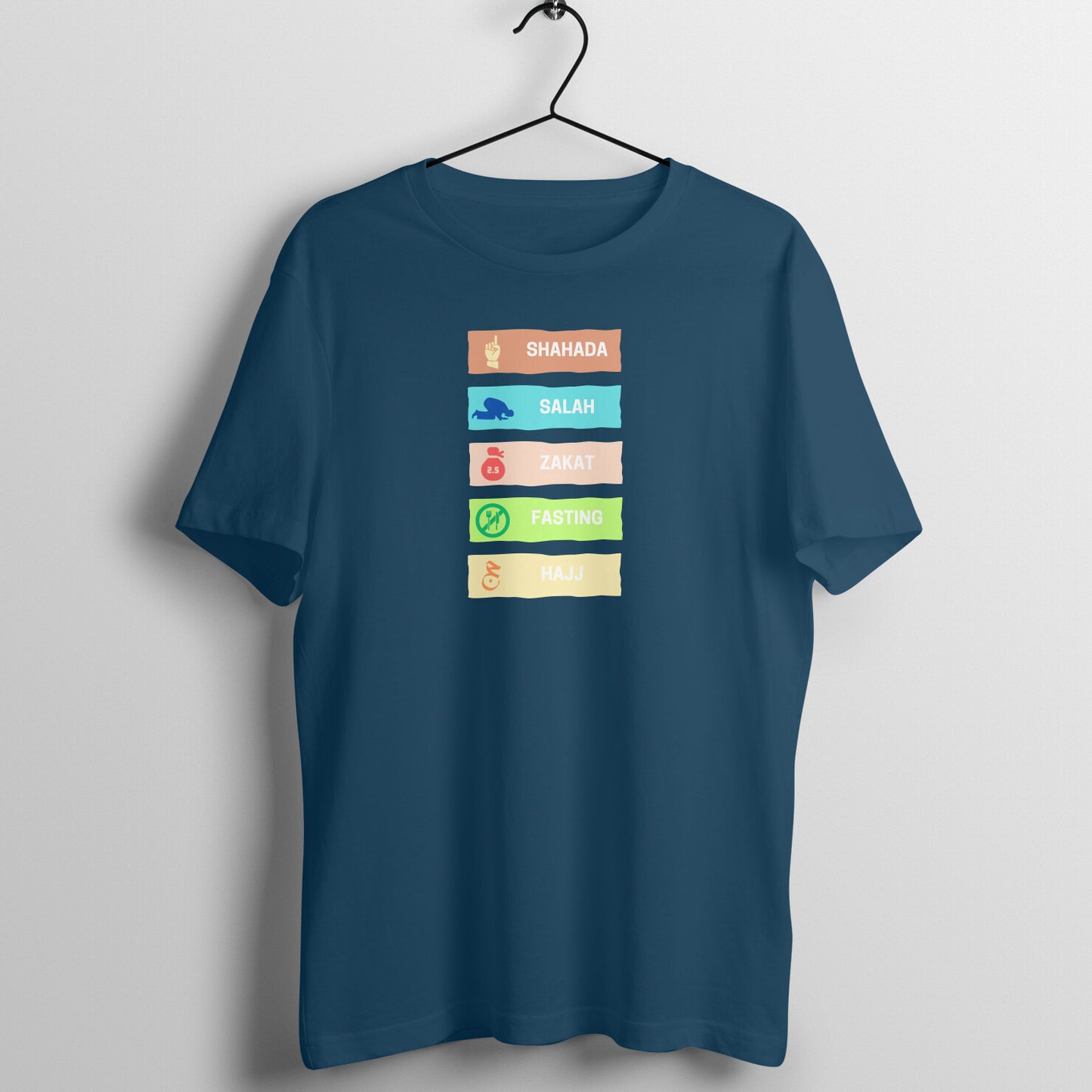 Five Pillars of Islam Multicolor Half Sleeves Tshirt