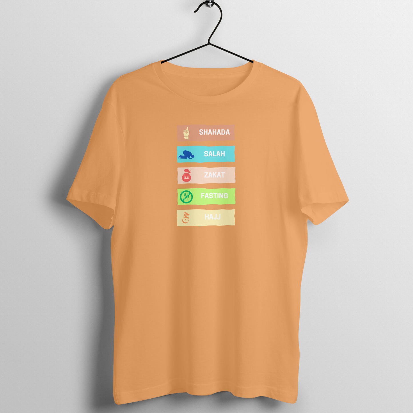 Five Pillars of Islam Multicolor Half Sleeves Tshirt