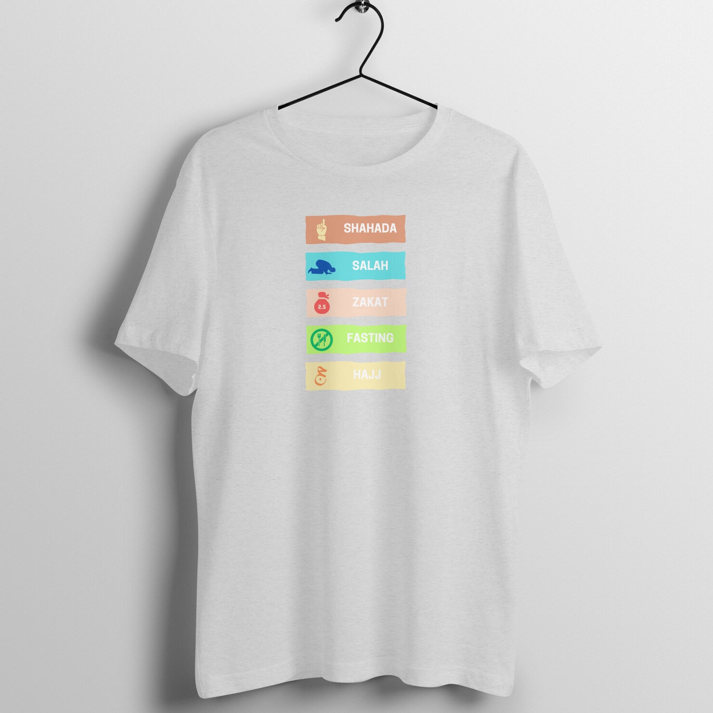 Five Pillars of Islam Multicolor Half Sleeves Tshirt