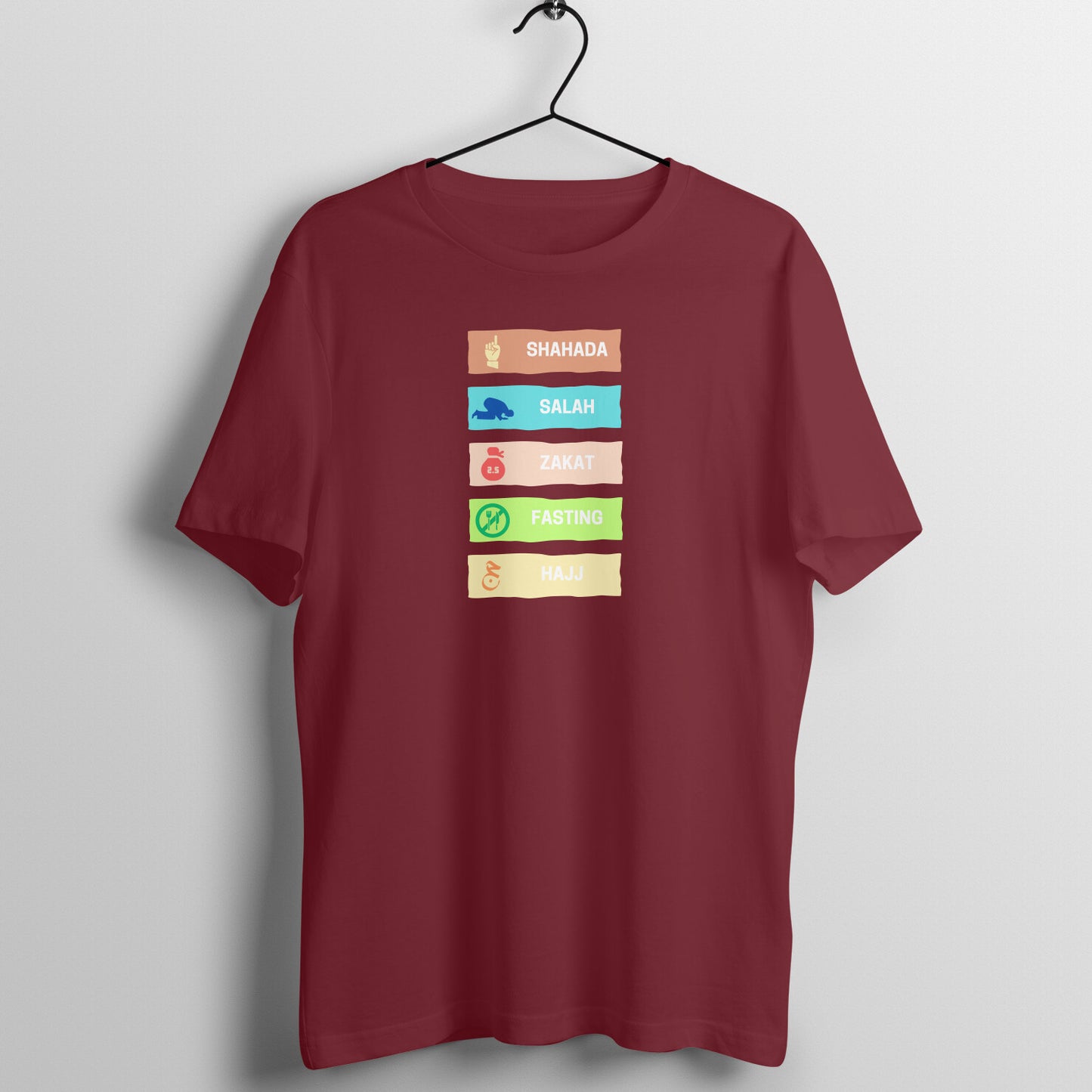 Five Pillars of Islam Multicolor Half Sleeves Tshirt