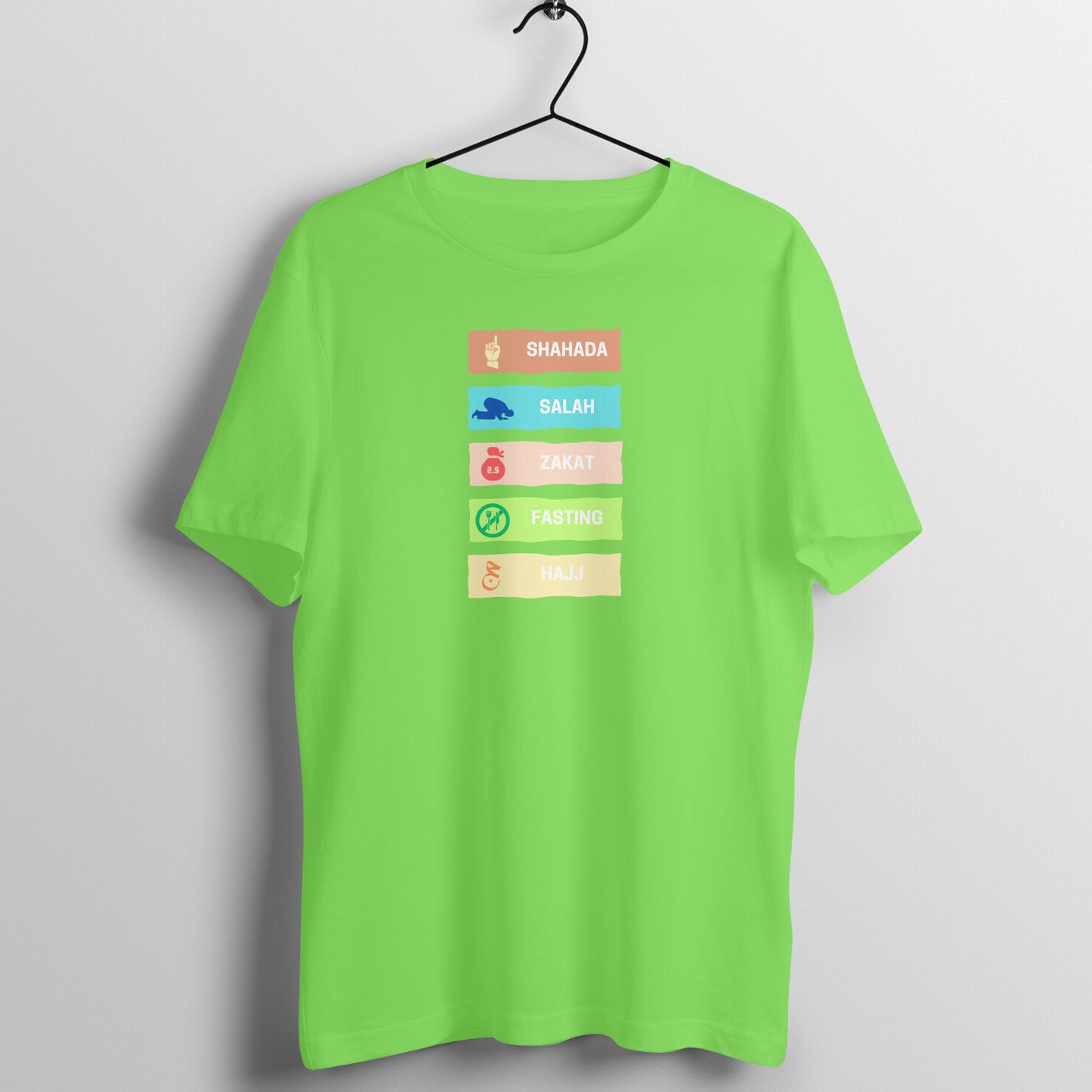 Five Pillars of Islam Multicolor Half Sleeves Tshirt