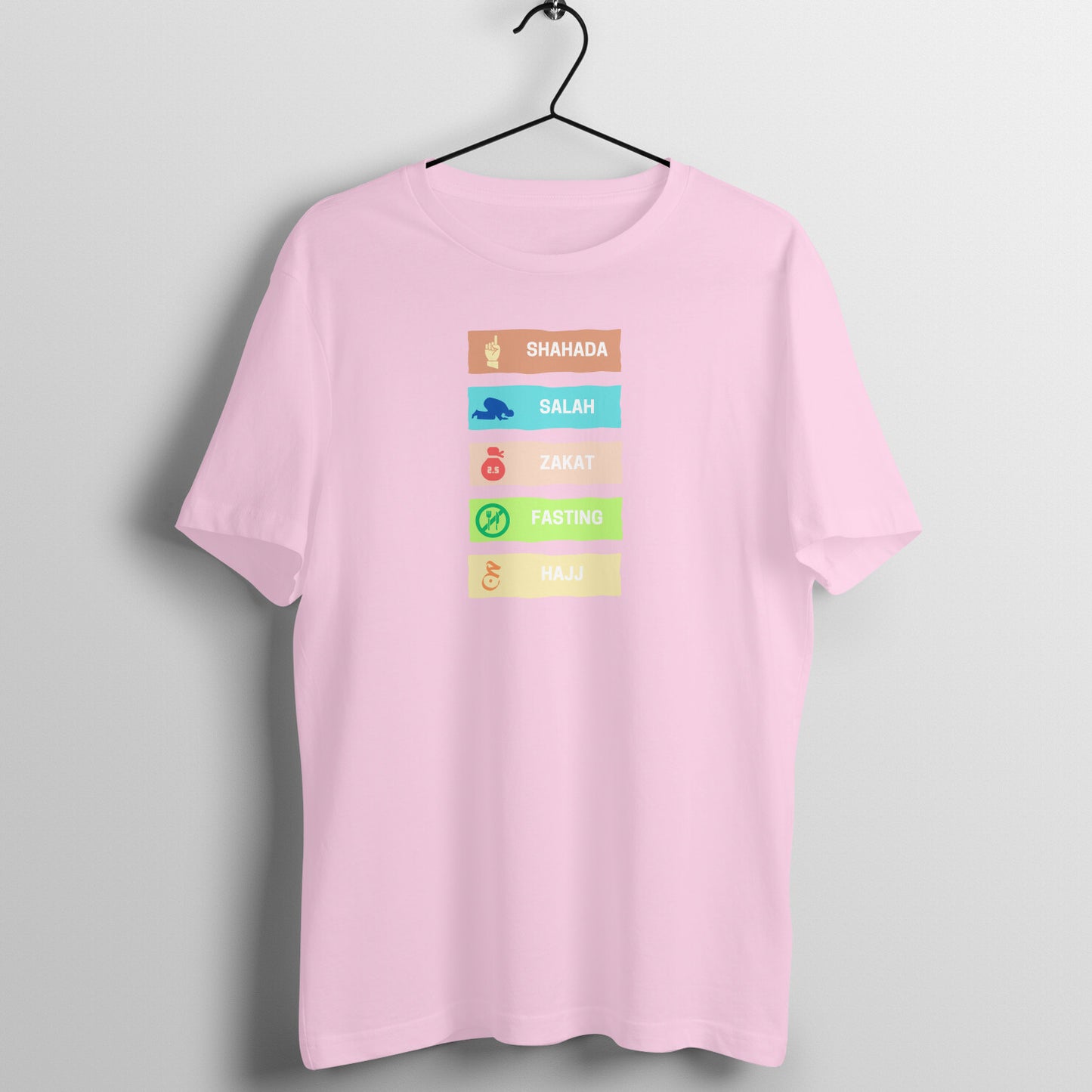 Five Pillars of Islam Multicolor Half Sleeves Tshirt