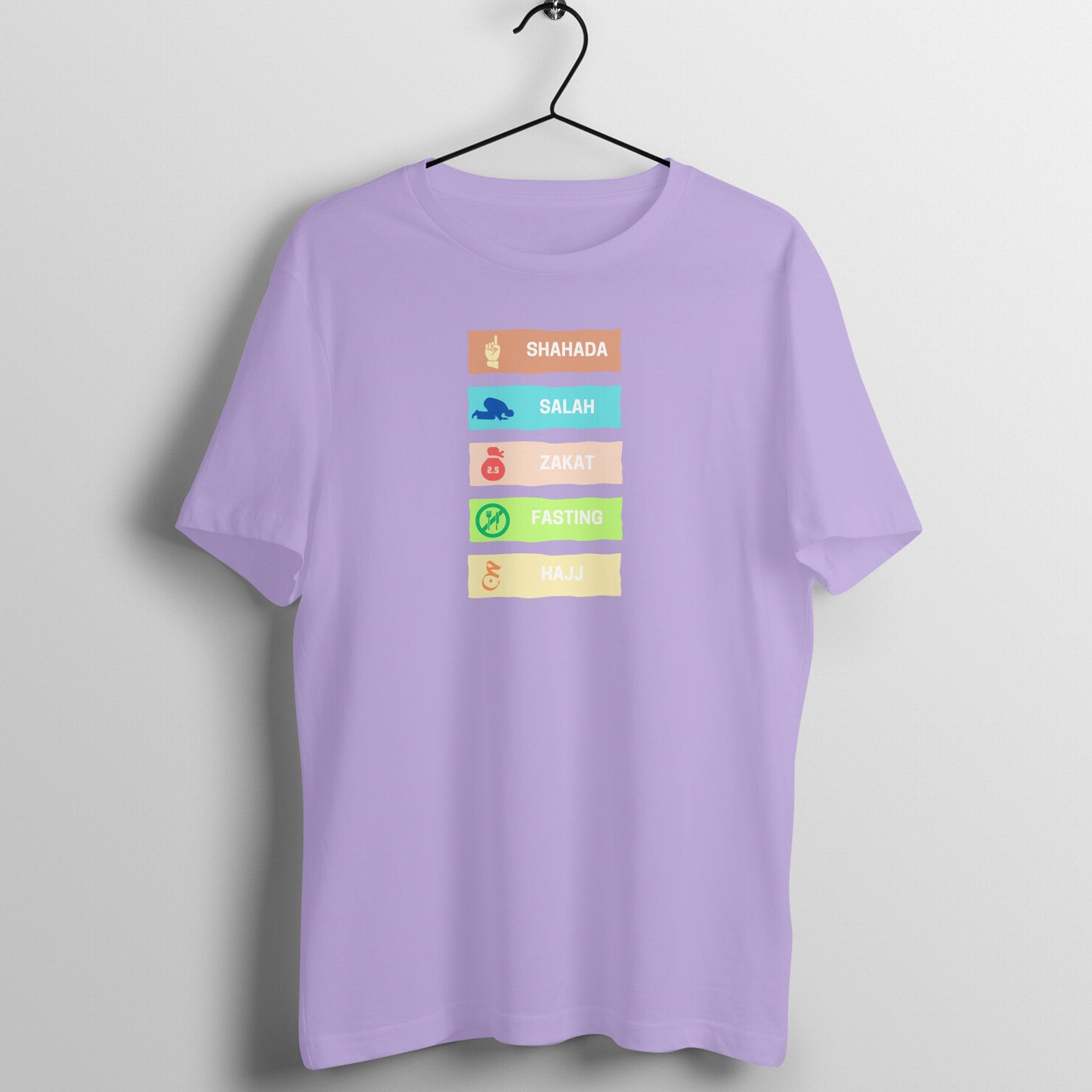 Five Pillars of Islam Multicolor Half Sleeves Tshirt