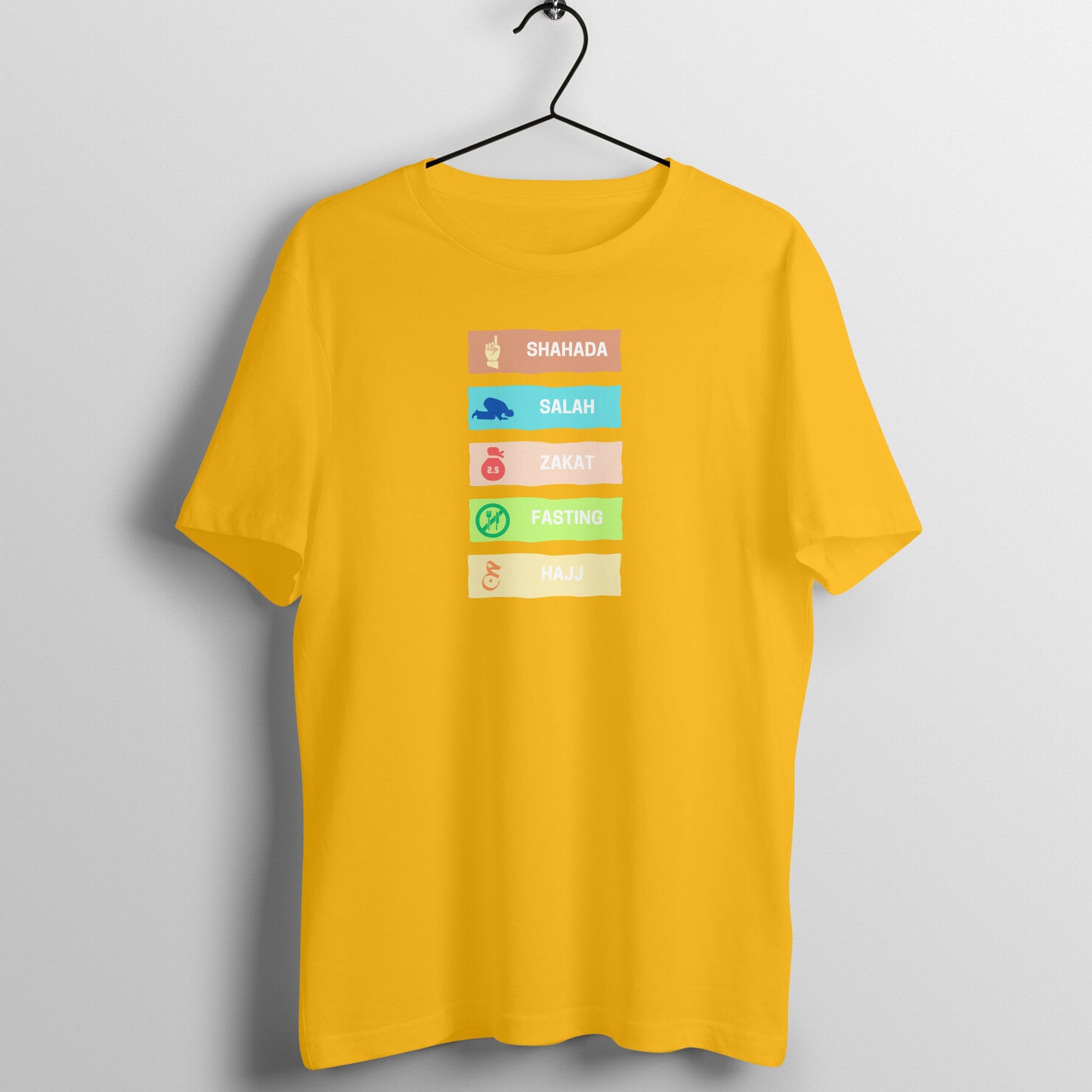 Five Pillars of Islam Multicolor Half Sleeves Tshirt