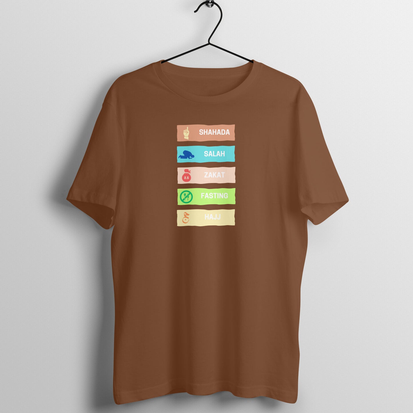 Five Pillars of Islam Multicolor Half Sleeves Tshirt