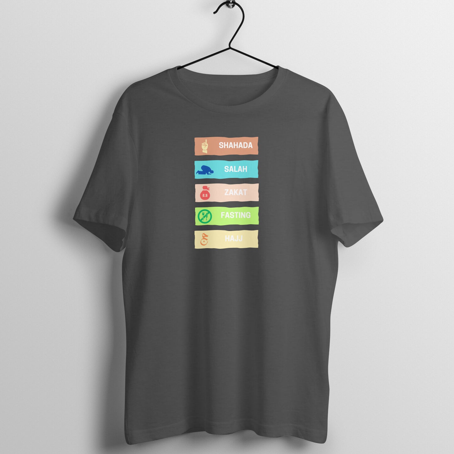 Five Pillars of Islam Multicolor Half Sleeves Tshirt