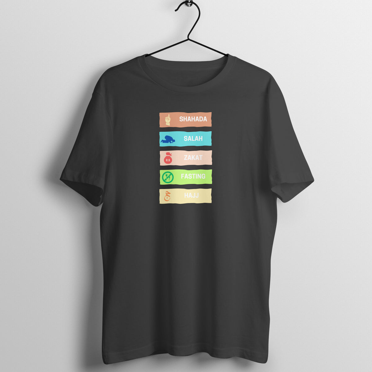 Five Pillars of Islam Multicolor Half Sleeves Tshirt