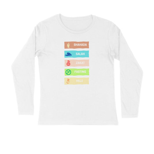 Five Pillars of Islam Multicolor Full Sleeves Tshirt