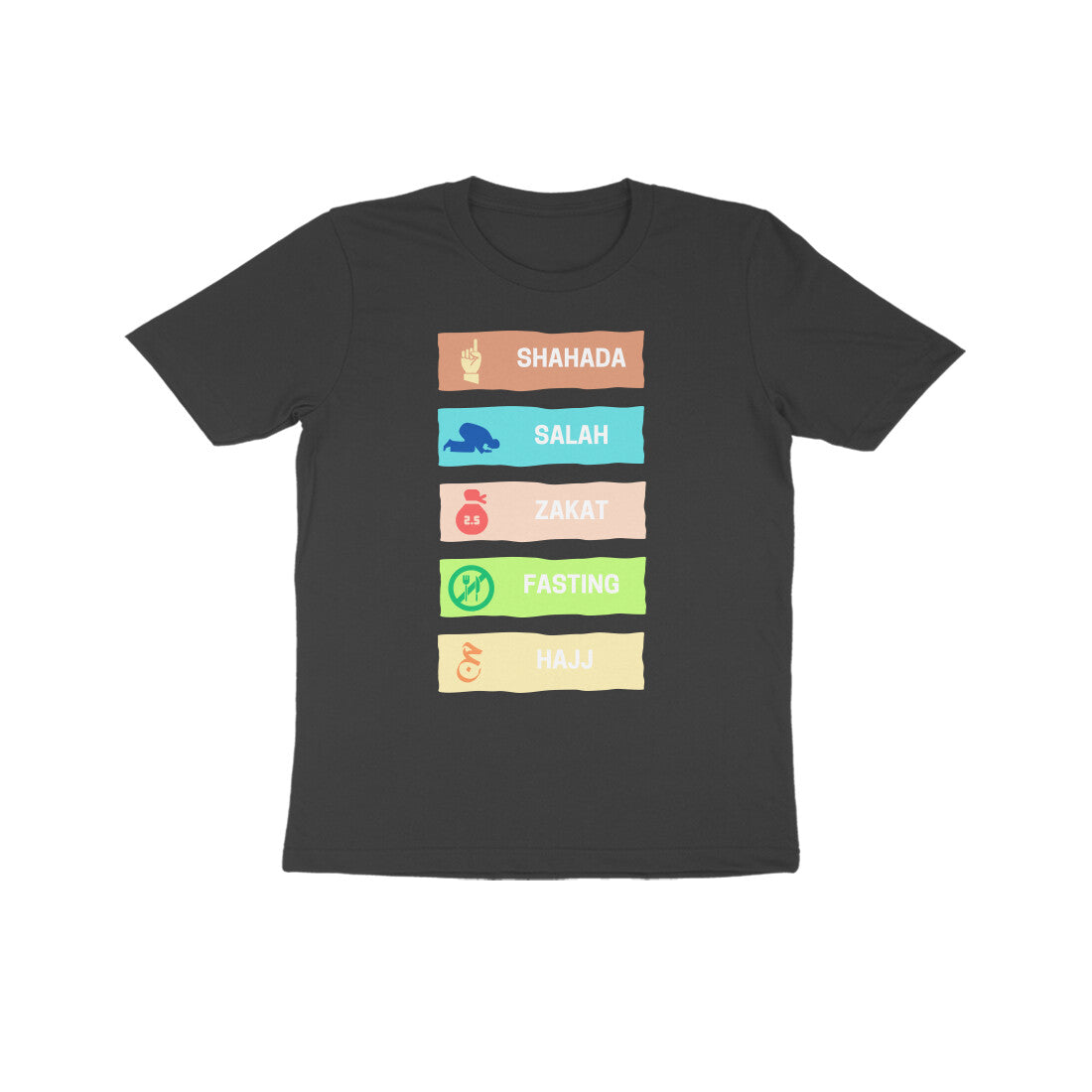Five Pillars of Islam Multicolor Kids Tshirt