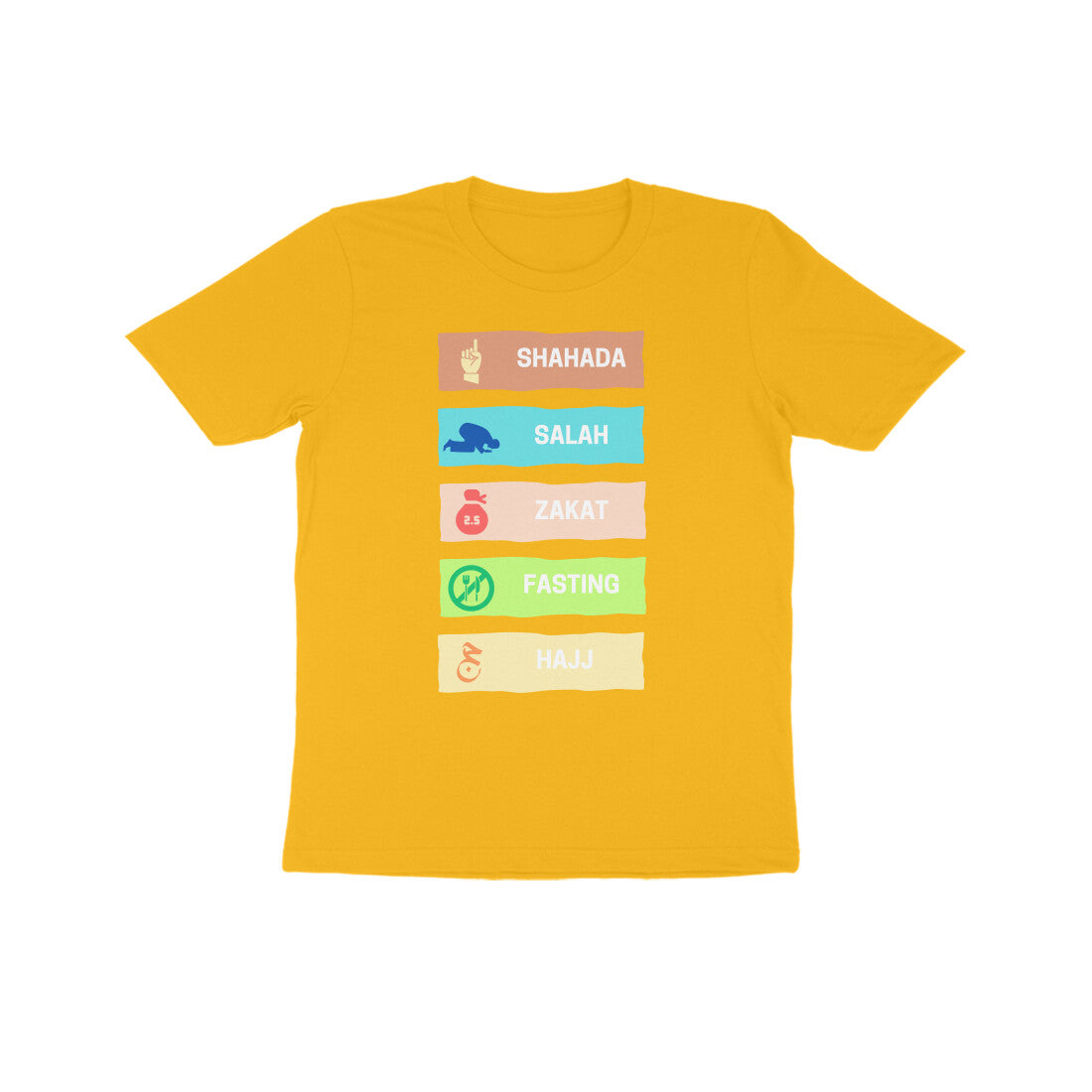 Five Pillars of Islam Multicolor Kids Tshirt