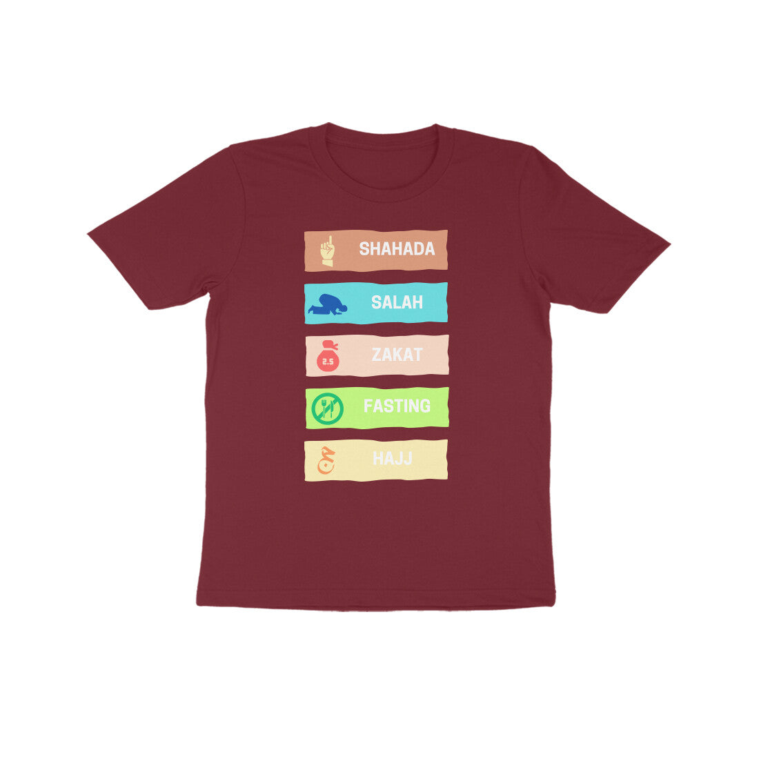 Five Pillars of Islam Multicolor Kids Tshirt