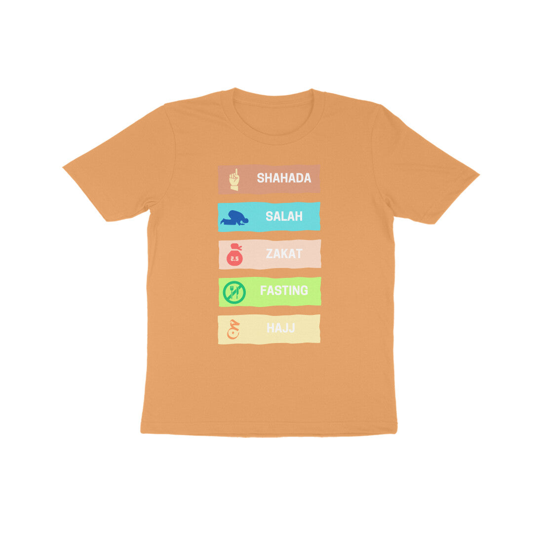 Five Pillars of Islam Multicolor Kids Tshirt