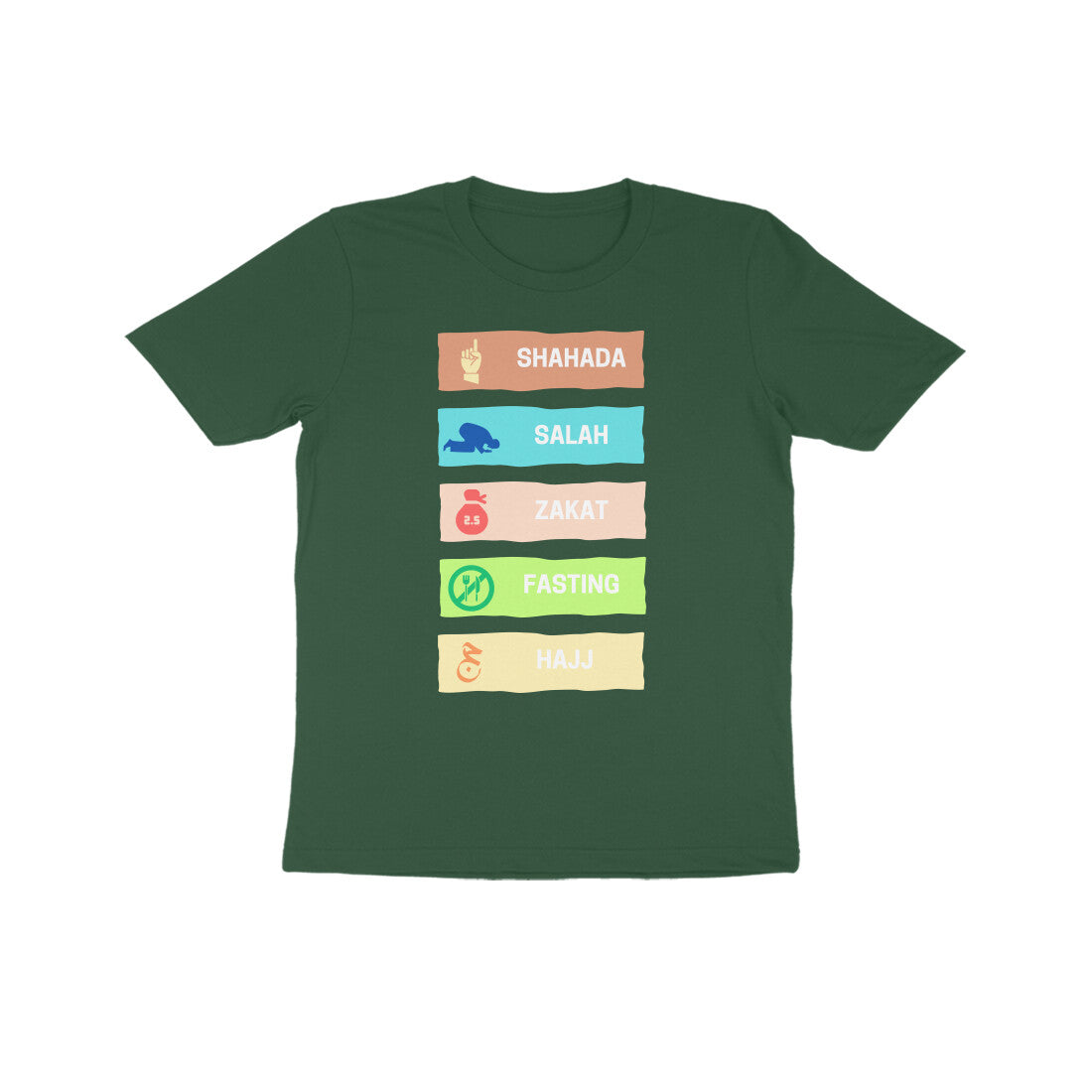 Five Pillars of Islam Multicolor Kids Tshirt