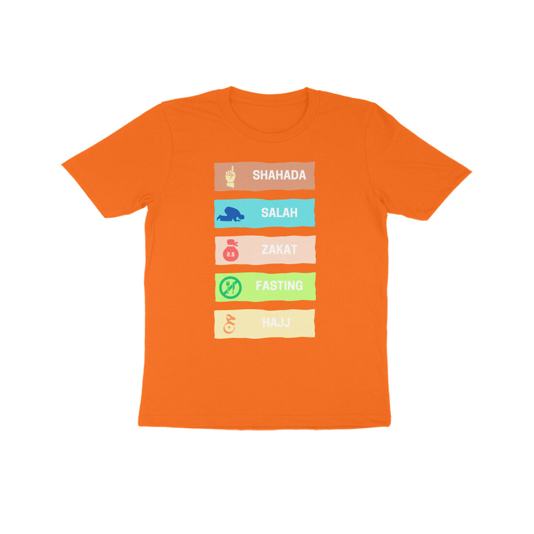 Five Pillars of Islam Multicolor Kids Tshirt