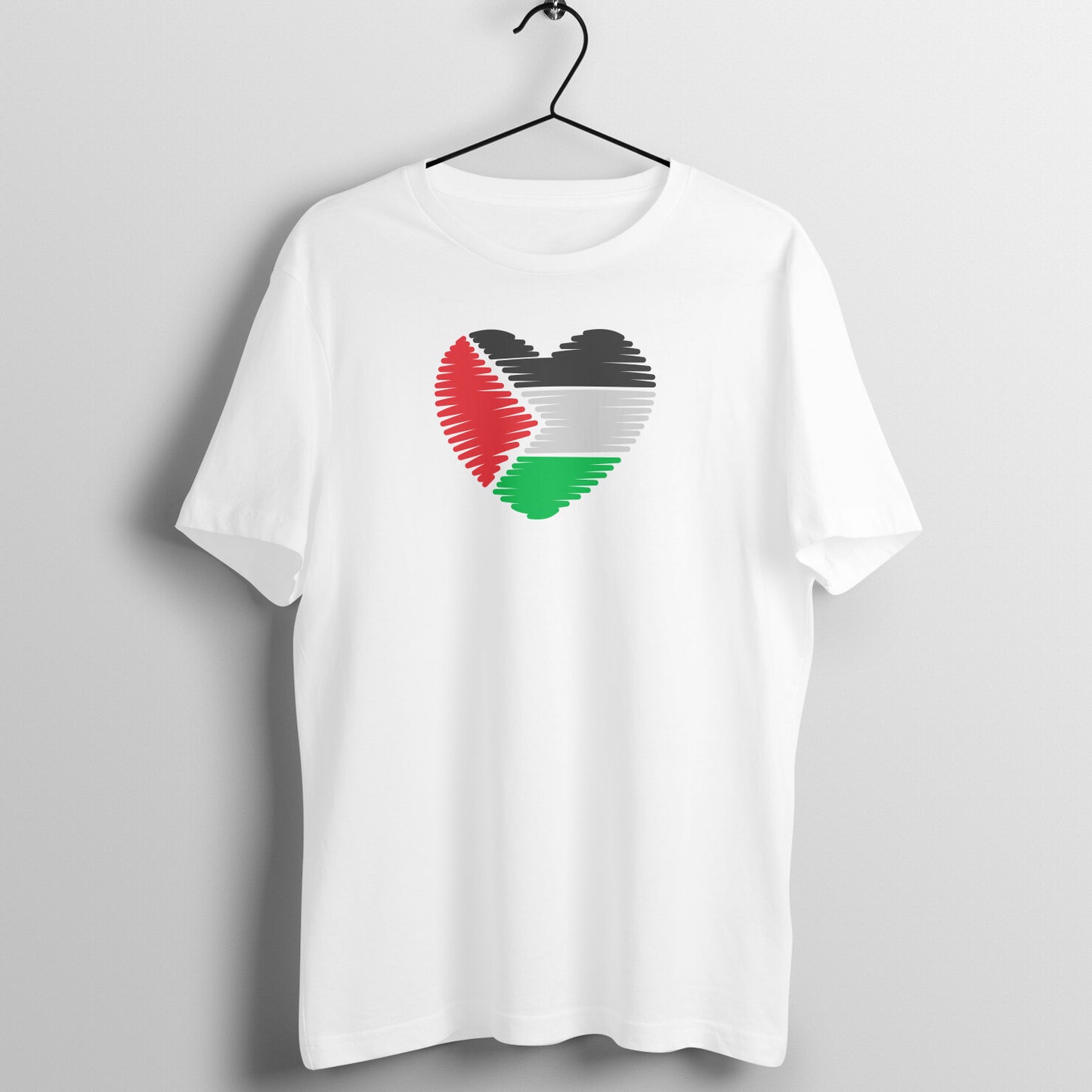 Palestine Flag Heart Half Sleeves Tshirt