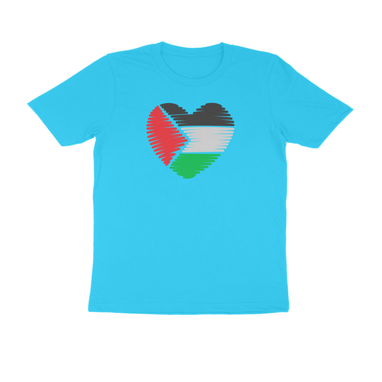 Palestine Flag Heart Half Sleeves Tshirt