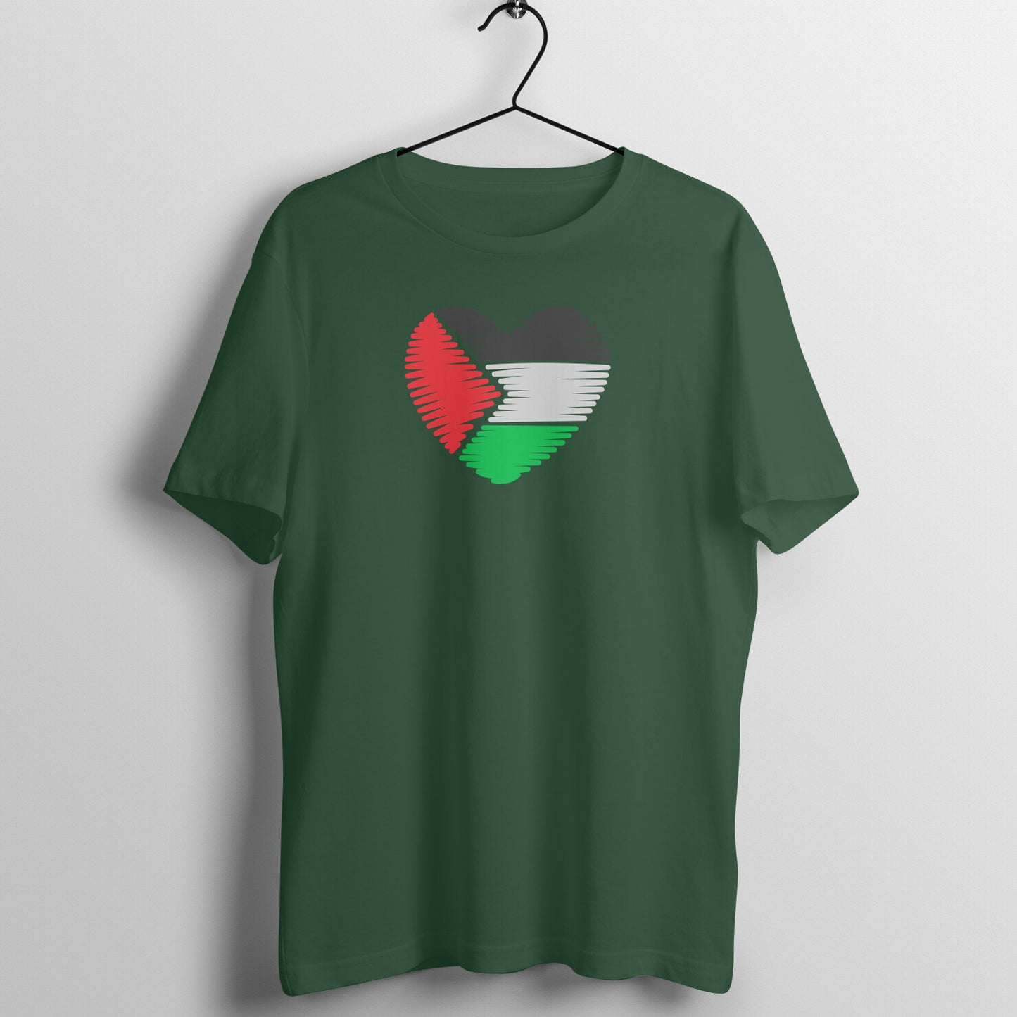 Palestine Flag Heart Half Sleeves Tshirt