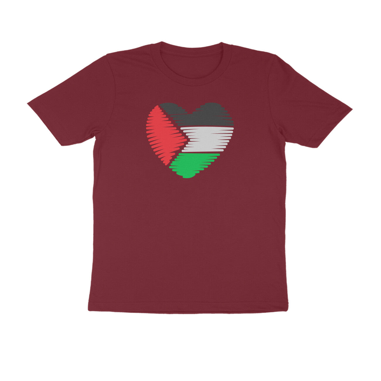 Palestine Flag Heart Half Sleeves Tshirt