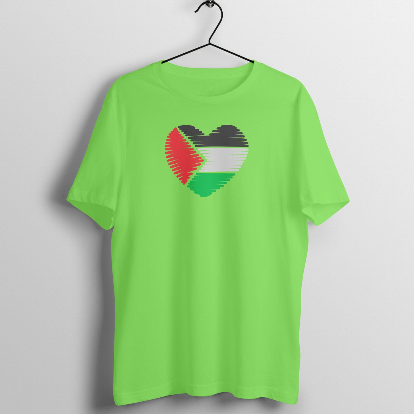 Palestine Flag Heart Half Sleeves Tshirt