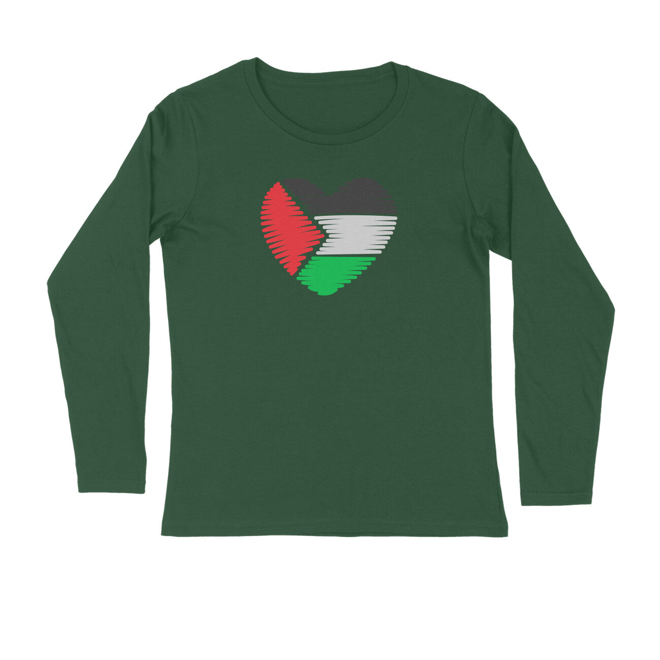 Palestine Flag Heart Full Sleeves Tshirt