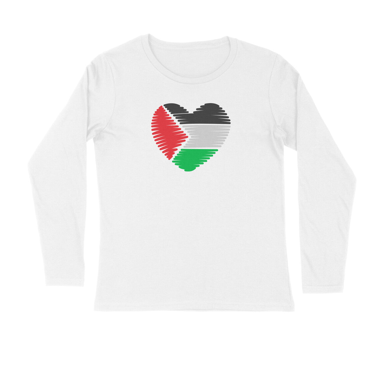 Palestine Flag Heart Full Sleeves Tshirt