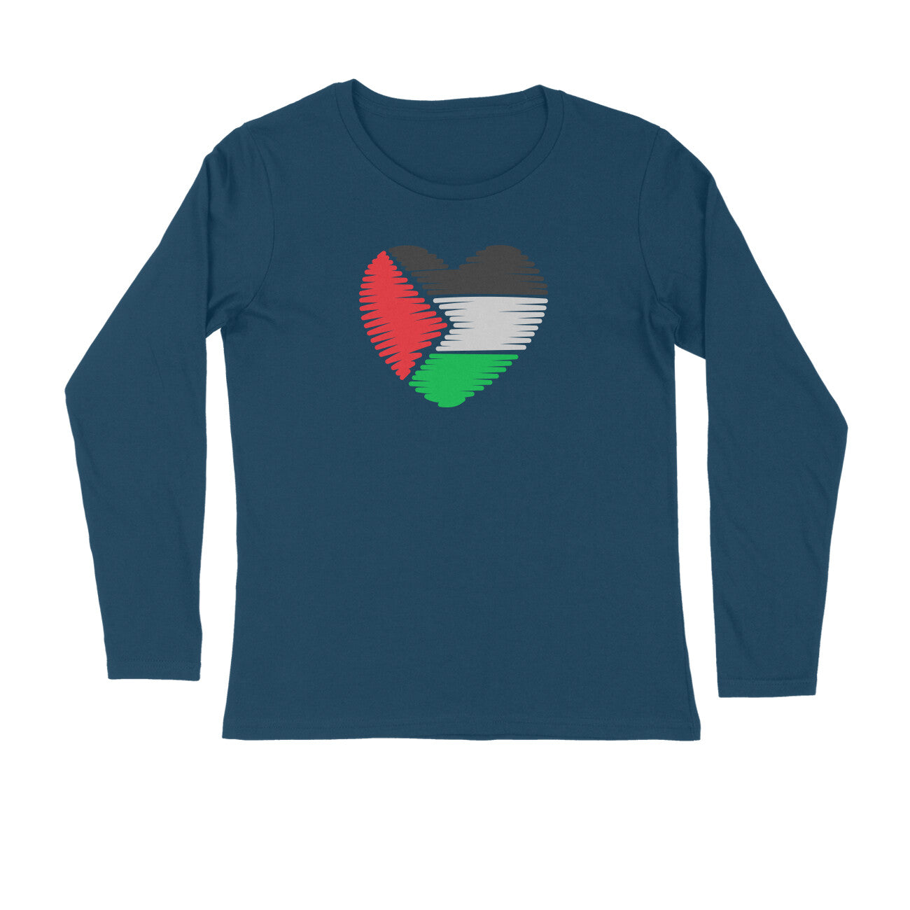 Palestine Flag Heart Full Sleeves Tshirt