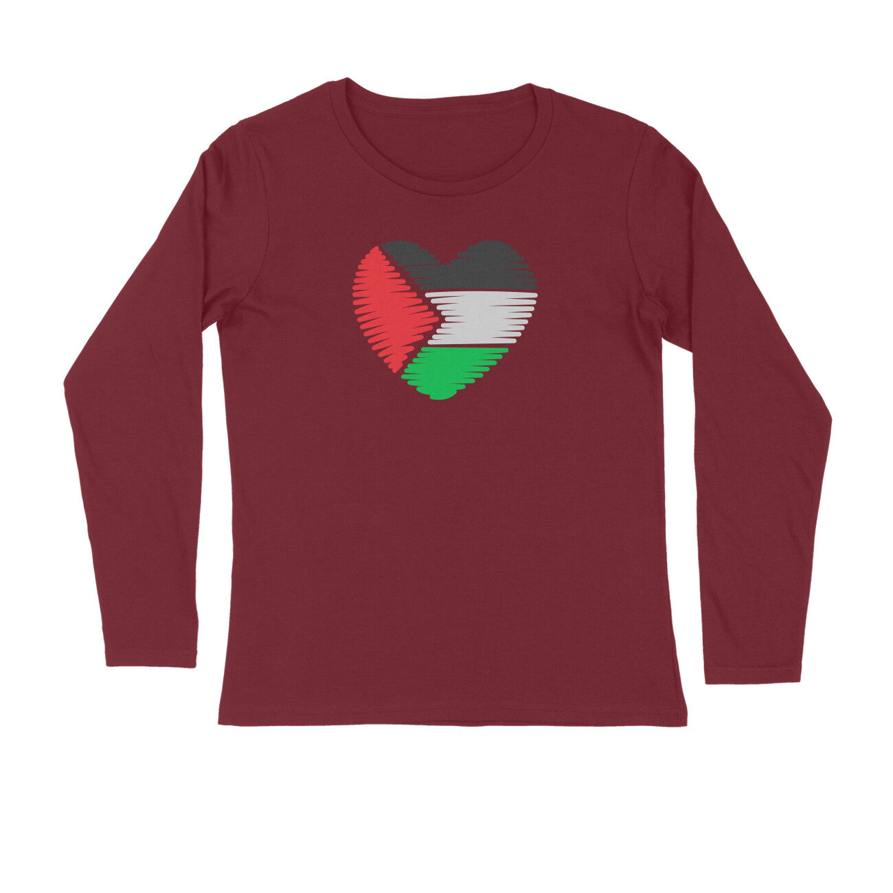 Palestine Flag Heart Full Sleeves Tshirt