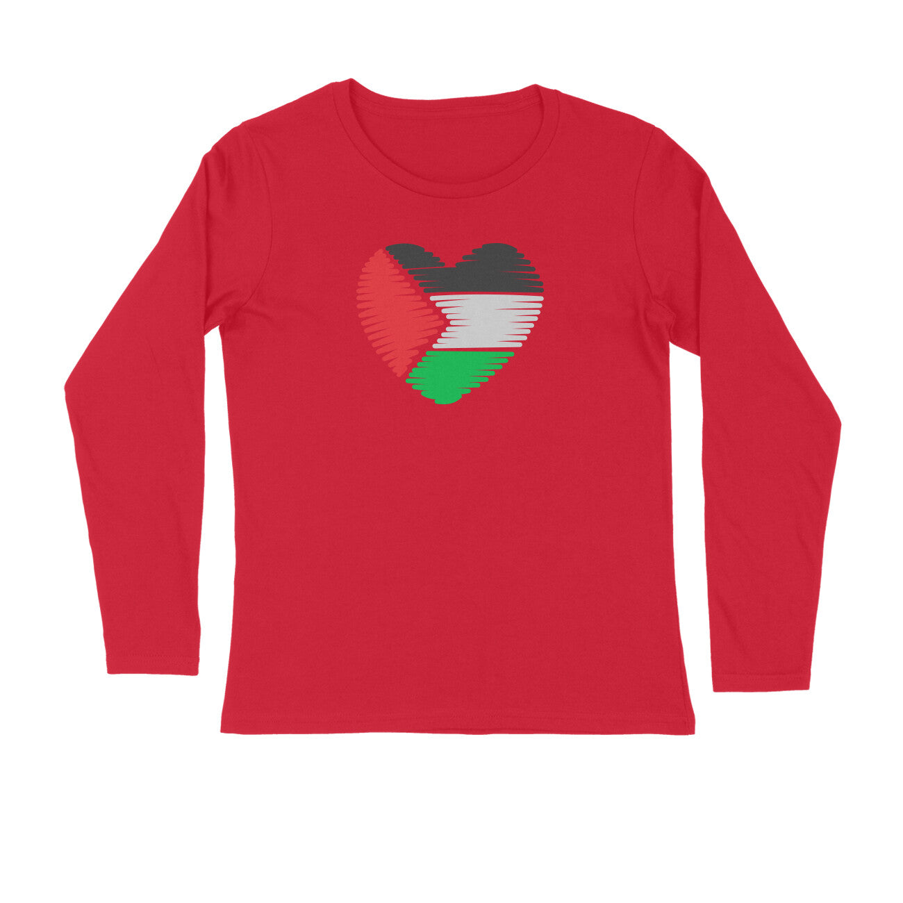 Palestine Flag Heart Full Sleeves Tshirt