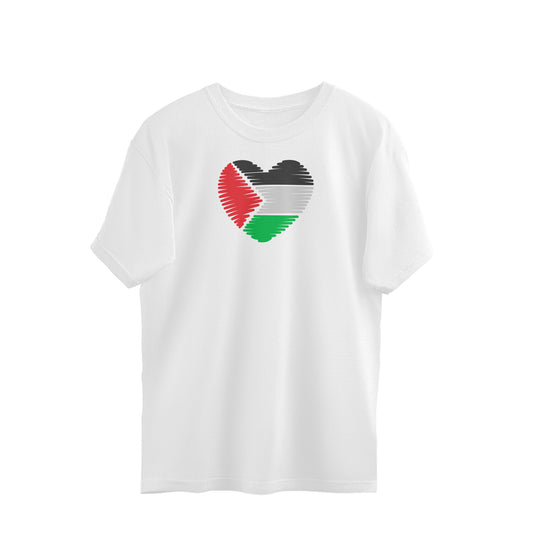 Palestine Flag Heart Oversized Tshirt
