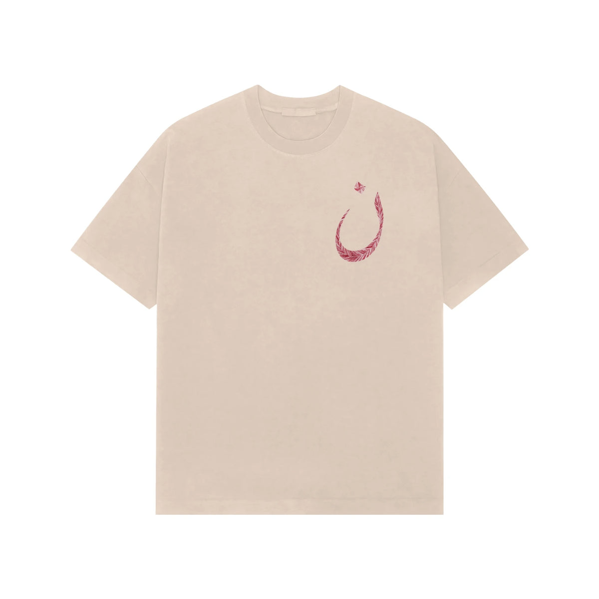 Arabic Letter Noon Carpet French Terry Cotton Oversized Tshirt - Beige
